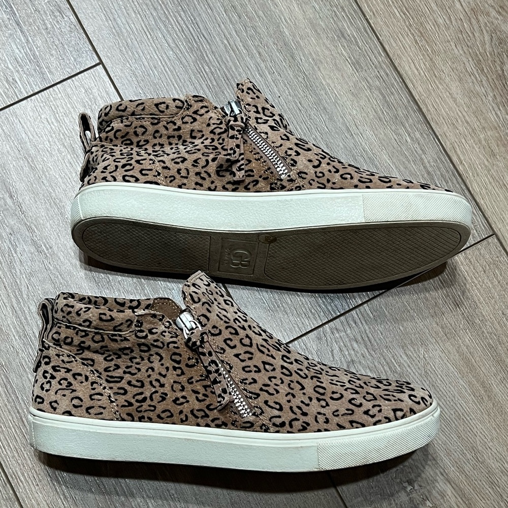 Gianni Bini Brown Leopard Ankle Sneakers With Zippers Women’s 8 - Picture 2 of 5